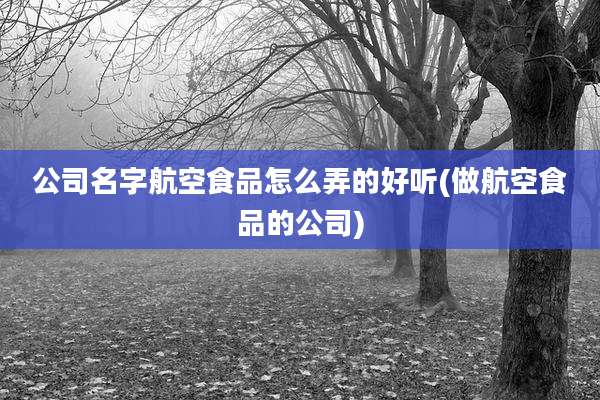 公司名字航空食品怎么弄的好听(做航空食品的公司)