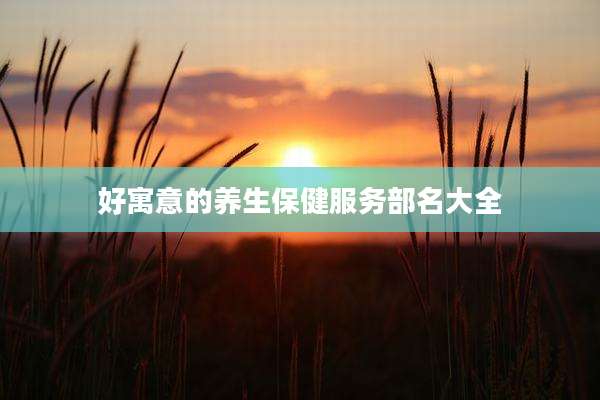 好寓意的养生保健服务部名大全