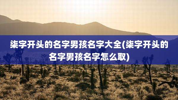 柒字开头的名字男孩名字大全(柒字开头的名字男孩名字怎么取)