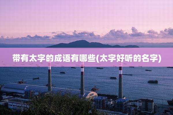 带有太字的成语有哪些(太字好听的名字)
