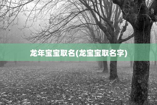 龙年宝宝取名(龙宝宝取名字)