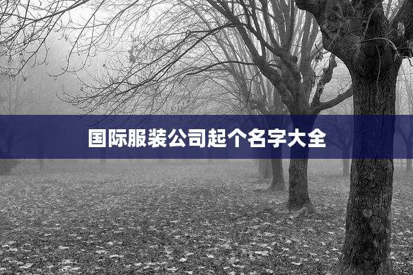 国际服装公司起个名字大全