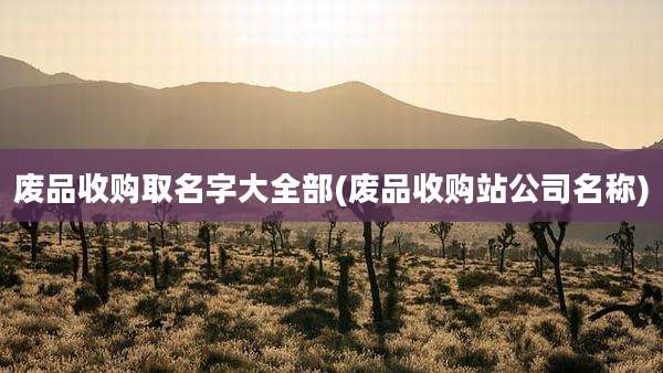 废品收购取名字大全部(废品收购站公司名称)