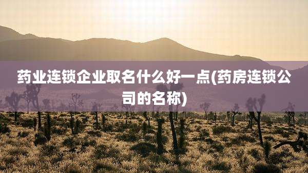 药业连锁企业取名什么好一点(药房连锁公司的名称)