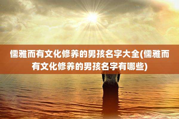 儒雅而有文化修养的男孩名字大全(儒雅而有文化修养的男孩名字有哪些)