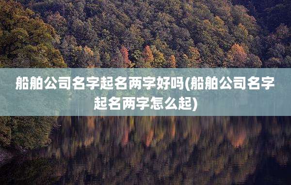 船舶公司名字起名两字好吗(船舶公司名字起名两字怎么起)