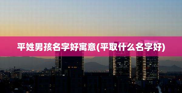 平姓男孩名字好寓意(平取什么名字好)