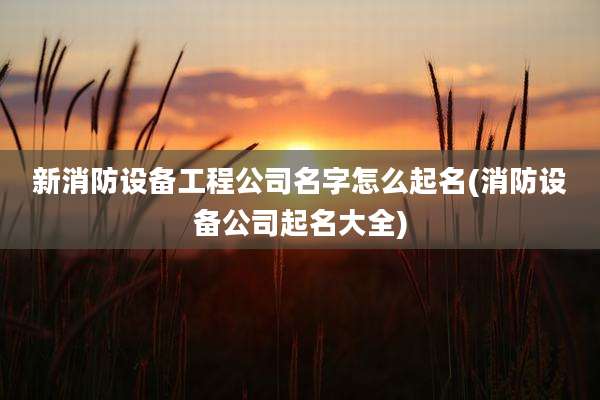 新消防设备工程公司名字怎么起名(消防设备公司起名大全)