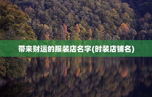 带来财运的服装店名字(时装店铺名)