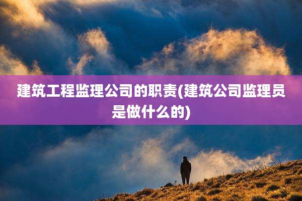 建筑工程监理公司的职责(建筑公司监理员是做什么的)