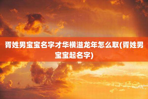 胥姓男宝宝名字才华横溢龙年怎么取(胥姓男宝宝起名字)