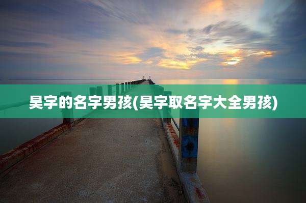 昊字的名字男孩(昊字取名字大全男孩)