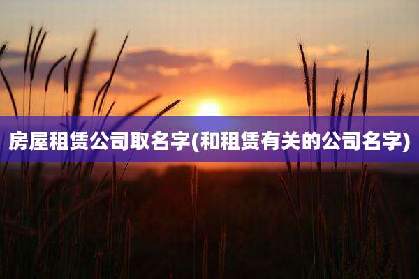 房屋租赁公司取名字(和租赁有关的公司名字)