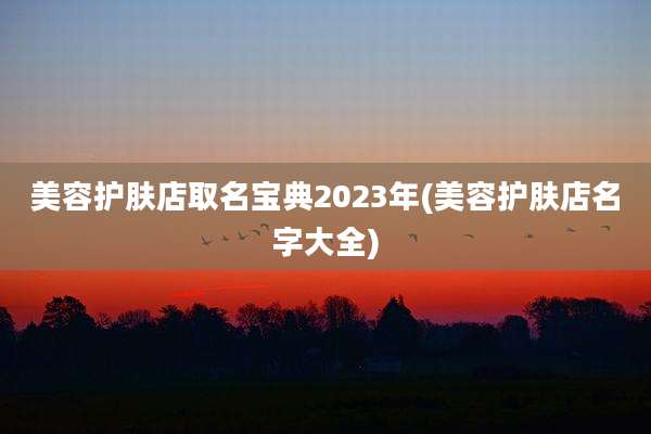 美容护肤店取名宝典2023年(美容护肤店名字大全)