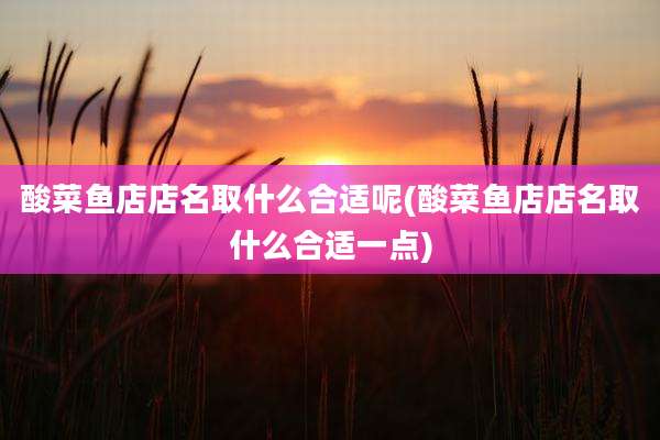 酸菜鱼店店名取什么合适呢(酸菜鱼店店名取什么合适一点)