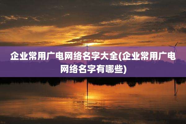 企业常用广电网络名字大全(企业常用广电网络名字有哪些)
