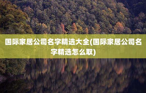 国际家居公司名字精选大全(国际家居公司名字精选怎么取)