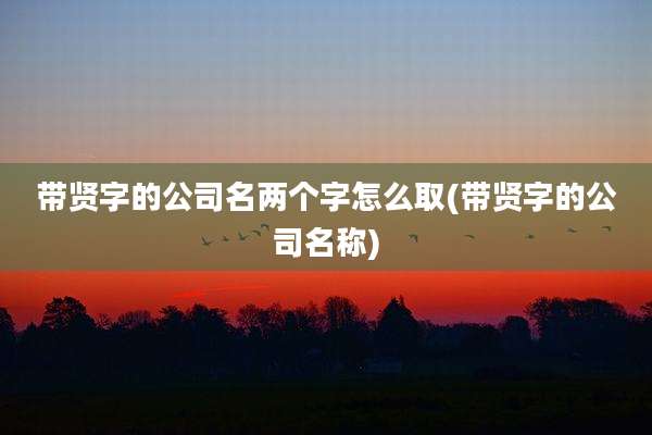 带贤字的公司名两个字怎么取(带贤字的公司名称)