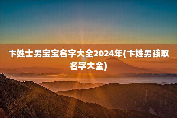 卞姓士男宝宝名字大全2024年(卞姓男孩取名字大全)