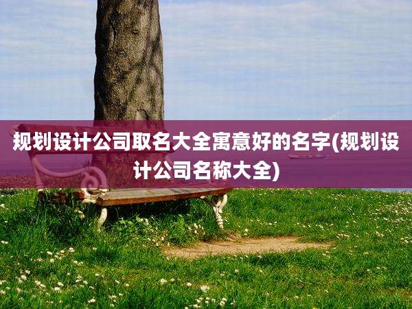 规划设计公司取名大全寓意好的名字(规划设计公司名称大全)