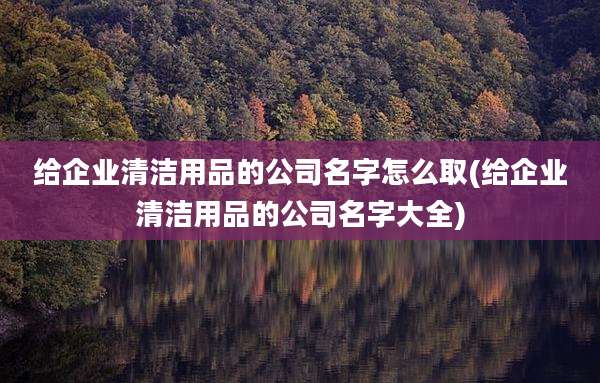 给企业清洁用品的公司名字怎么取(给企业清洁用品的公司名字大全)