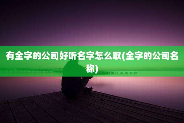 有全字的公司好听名字怎么取(全字的公司名称)