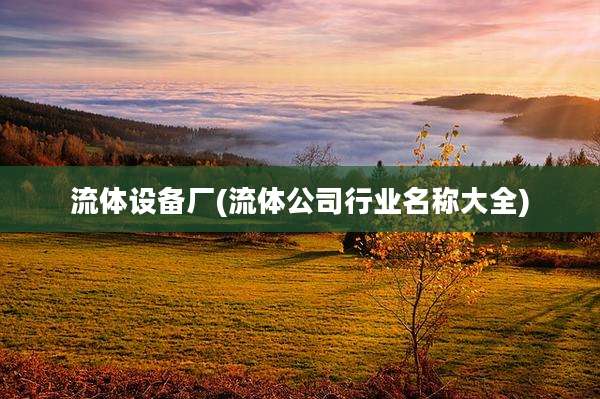 流体设备厂(流体公司行业名称大全)