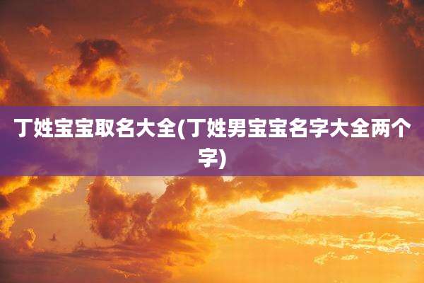 丁姓宝宝取名大全(丁姓男宝宝名字大全两个字)