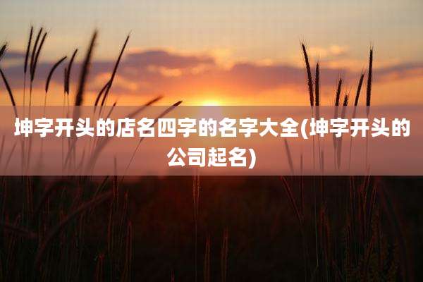 坤字开头的店名四字的名字大全(坤字开头的公司起名)