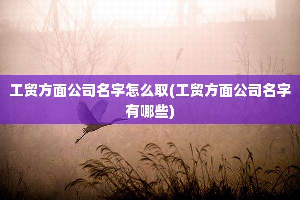 工贸方面公司名字怎么取(工贸方面公司名字有哪些)