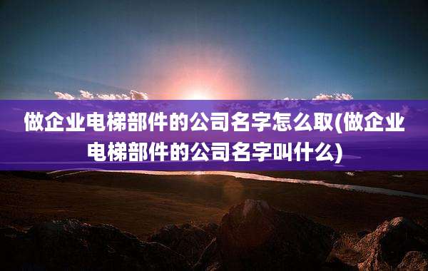 做企业电梯部件的公司名字怎么取(做企业电梯部件的公司名字叫什么)