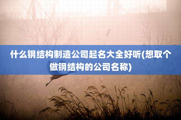 什么钢结构制造公司起名大全好听(想取个做钢结构的公司名称)