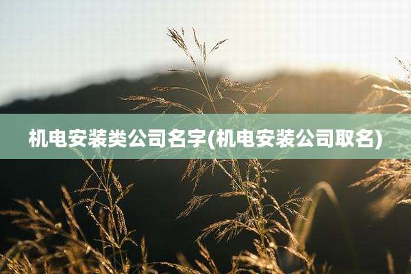 机电安装类公司名字(机电安装公司取名)