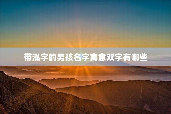 带泓字的男孩名字寓意双字有哪些