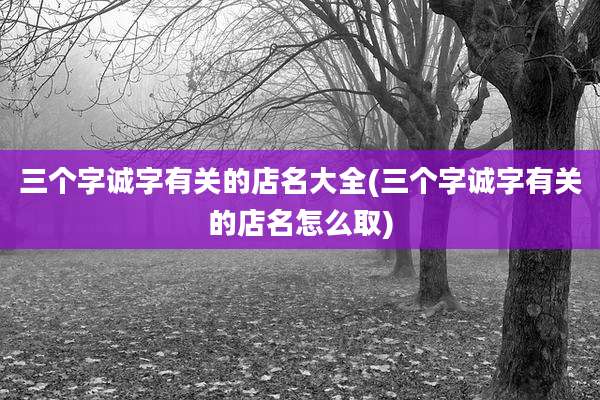 三个字诚字有关的店名大全(三个字诚字有关的店名怎么取)