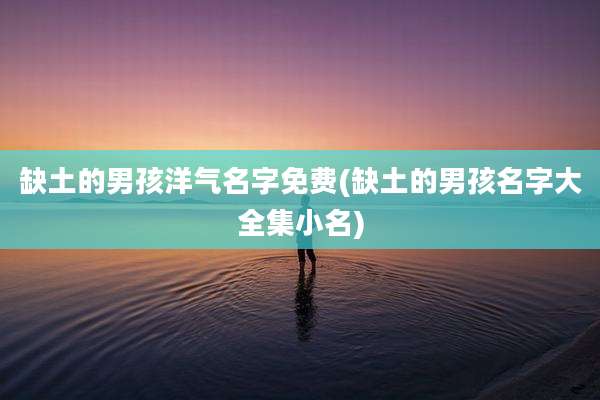 缺土的男孩洋气名字免费(缺土的男孩名字大全集小名)