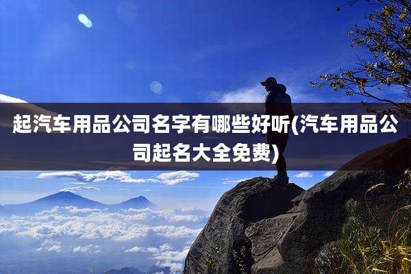 起汽车用品公司名字有哪些好听(汽车用品公司起名大全免费)