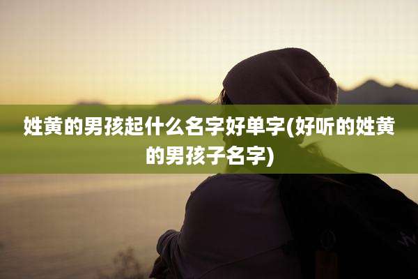 姓黄的男孩起什么名字好单字(好听的姓黄的男孩子名字)