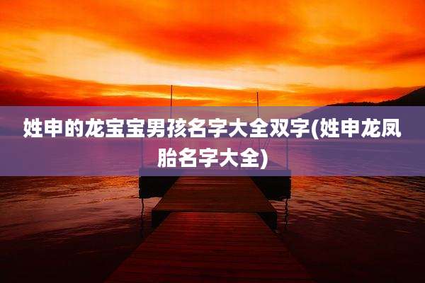 姓申的龙宝宝男孩名字大全双字(姓申龙凤胎名字大全)