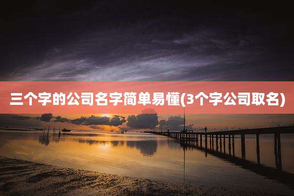 三个字的公司名字简单易懂(3个字公司取名)