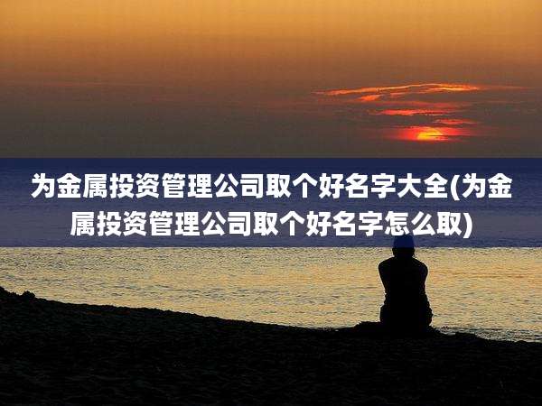 为金属投资管理公司取个好名字大全(为金属投资管理公司取个好名字怎么取)
