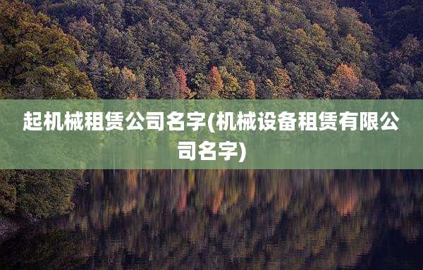 起机械租赁公司名字(机械设备租赁有限公司名字)