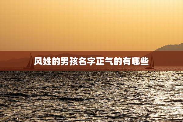 风姓的男孩名字正气的有哪些