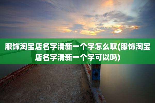 服饰淘宝店名字清新一个字怎么取(服饰淘宝店名字清新一个字可以吗)
