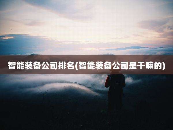 智能装备公司排名(智能装备公司是干嘛的)