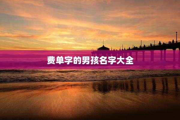 费单字的男孩名字大全