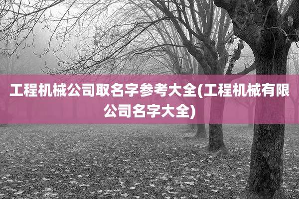 工程机械公司取名字参考大全(工程机械有限公司名字大全)