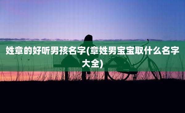 姓章的好听男孩名字(章姓男宝宝取什么名字大全)
