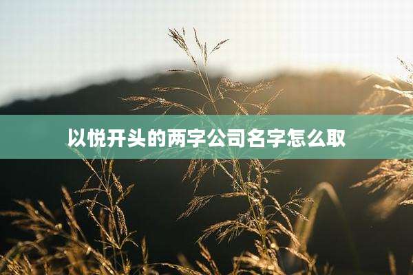 以悦开头的两字公司名字怎么取