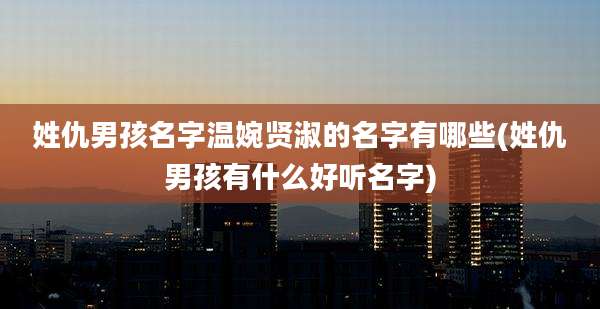 姓仇男孩名字温婉贤淑的名字有哪些(姓仇男孩有什么好听名字)